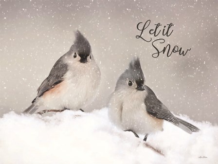 Let It Snow Titmouse Pair by Lori Deiter art print