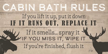 Cabin Bath Rules by Yass Naffas Designs art print