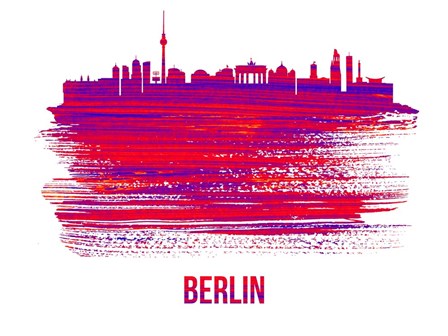 Berlin Skyline Brush Stroke Red by Naxart art print