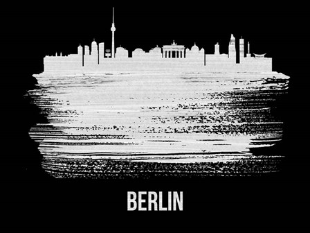 Berlin  Skyline Brush Stroke White by Naxart art print