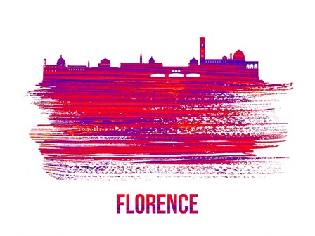 Florence Skyline Brush Stroke Red by Naxart art print
