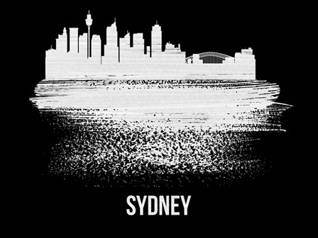 Sydney Skyline Brush Stroke White by Naxart art print