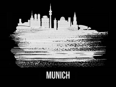 Munich Skyline Brush Stroke White by Naxart art print