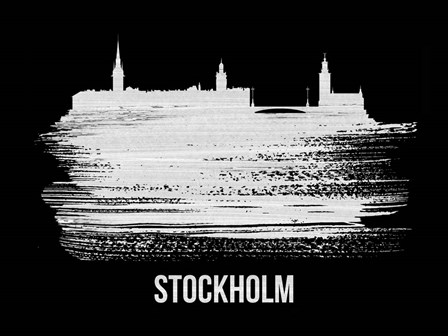 Stockholm Skyline Brush Stroke White by Naxart art print