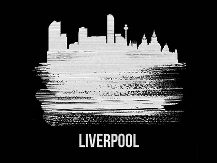 Liverpool Skyline Brush Stroke White by Naxart art print