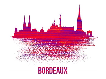 Bordeaux Skyline Brush Stroke Red by Naxart art print