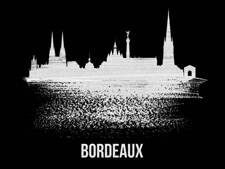 Bordeaux Skyline Brush Stroke White by Naxart art print