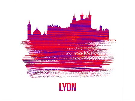Lyon Skyline Brush Stroke Red by Naxart art print
