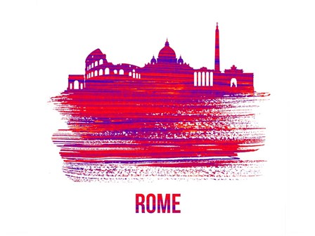 Rome Skyline Brush Stroke Red by Naxart art print