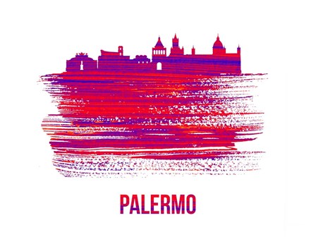 Palermo Skyline Brush Stroke Red by Naxart art print