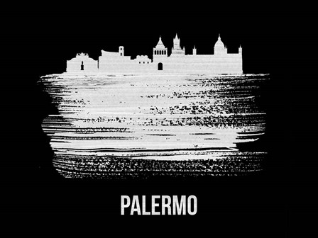 Palermo Skyline Brush Stroke White by Naxart art print
