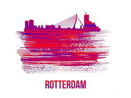 Rotterdam Skyline Brush Stroke Red by Naxart art print