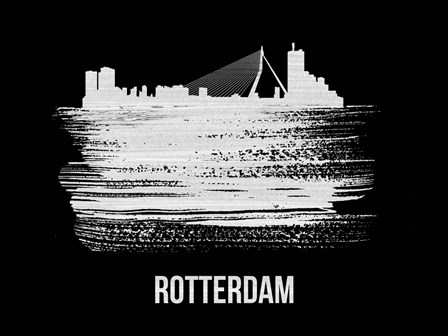 Rotterdam Skyline Brush Stroke White by Naxart art print