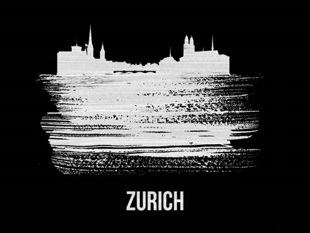 Zurich Skyline Brush Stroke White by Naxart art print