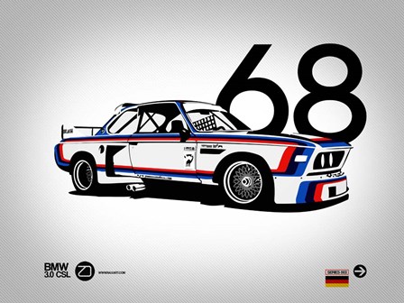 1968 BMW 3.0 CSL by Naxart art print
