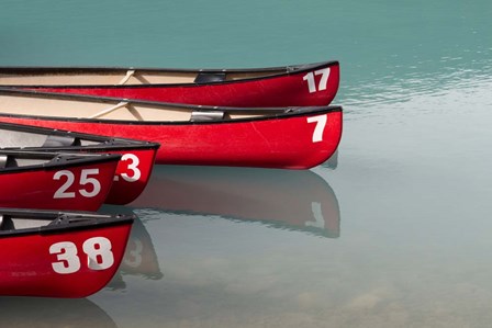 Canoes on the Lake by Lynann Colligan art print
