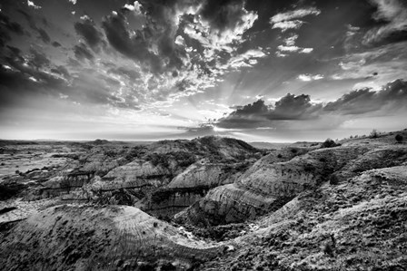 Clearing Storm in the Badlands Monochrome by Rick Berk art print