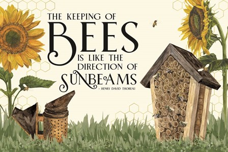 Honey Bees &amp; Flowers Please landscape IV-Sunbeams by Tara Reed art print