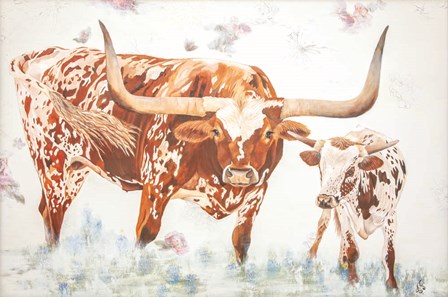 Longhorn and Calf by Diane Fifer art print