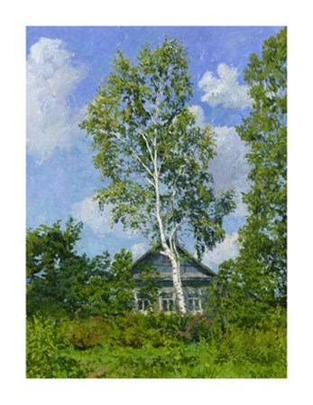 Birch Tree Near Dwelling by Ilya Yatsenko art print