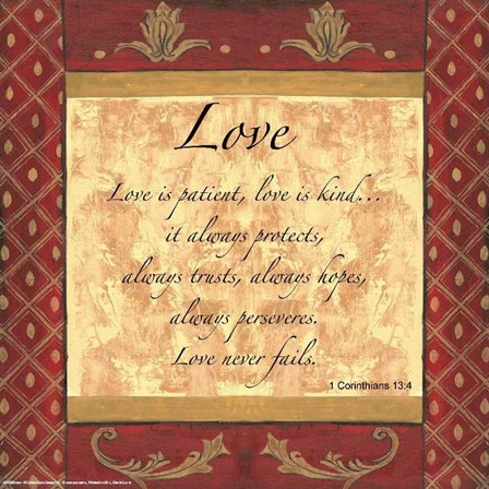 Words to Live By, Traditional - LOVE by Debbie DeWitt art print