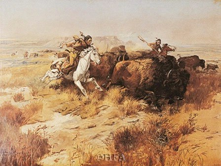 Indian Buffalo Hunt by Charles M. Russell art print