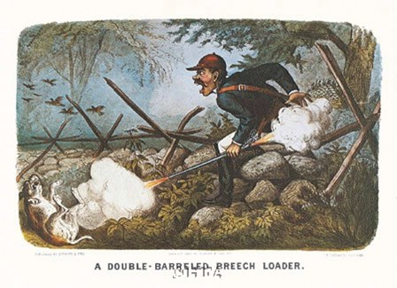 Double-Barreled Breech-Loader by Currier and Ives art print