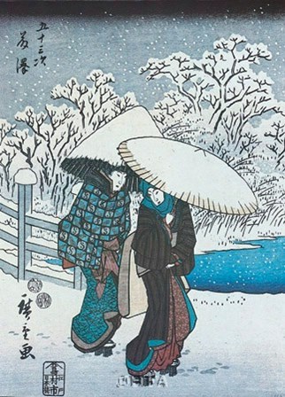 Women in the Snow at Fujisawa by Utagawa Hiroshige art print
