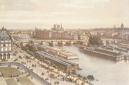 View of the Seine from the Louvre by P.h. Benoist art print