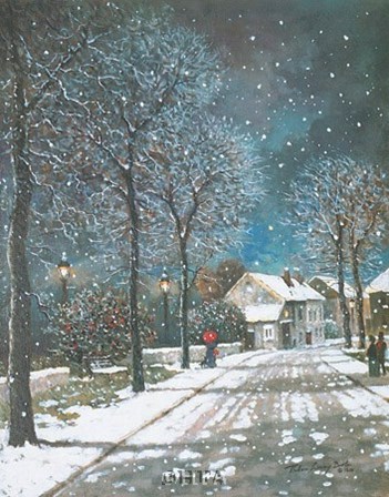 Village in Winter by Thelma leaney Butler art print