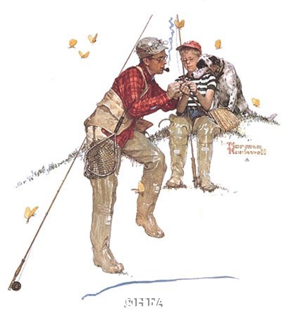 Trout Dinner by Norman Rockwell art print