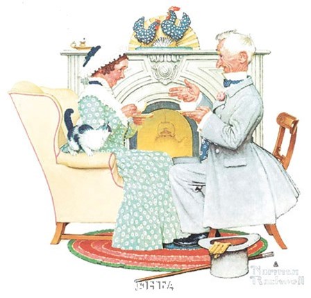 Gaily Sharing Vintage Times by Norman Rockwell art print