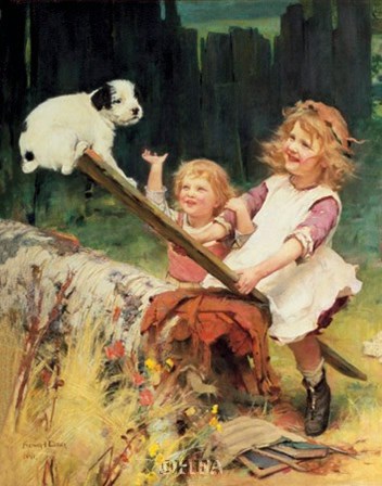 Playing on the See-Saw by Arthur Elsley art print