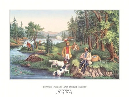 Hunting Fishing &amp; Forest Scenes by Currier and Ives art print