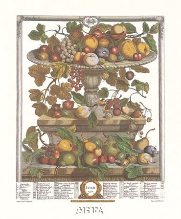 June/Twelve Months of Fruits, 1732 by Robert Furber art print
