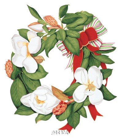 Magnolia Wreath by Nancy Kaestner art print