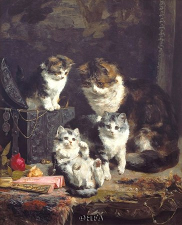 Kittens by Charles Van den Eycken art print