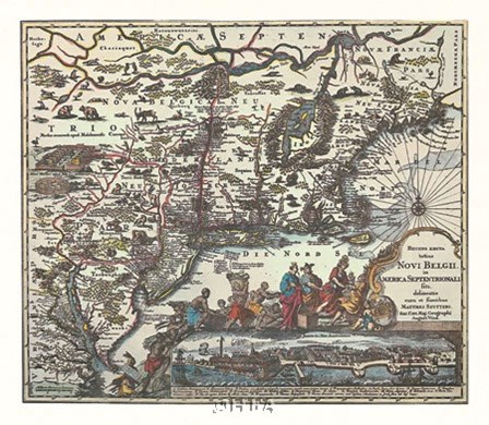 Map of North Eastern America by Willem Jan Blaeuw art print