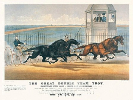 Great Double Team Trot by Currier and Ives art print