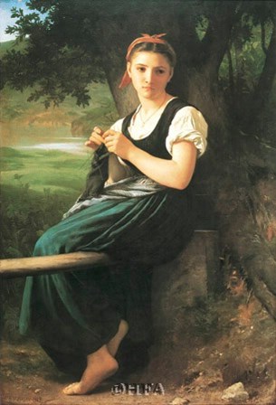 Knitting Girl, 1869 by William Adolphe Bouguereau art print