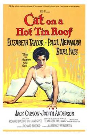 Cat on a Hot Tin Roof Elizabeth Taylor &amp; Paul Newman art print