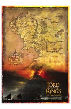 Lord of the Rings: the Two Towers Map art print