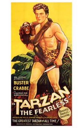 Tarzan the Fearless, c.1933 - Buster Crabbe art print