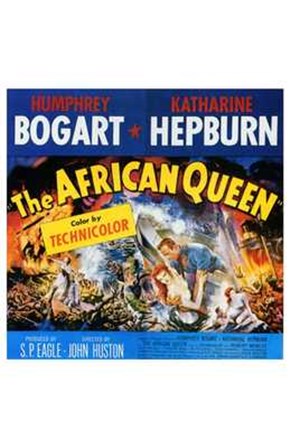 The African Queen Humphrey Bogart &amp; Audrey Hepburn art print