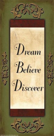 Words to Live By, Sage/GoldDream, Believe, Discover by Debbie DeWitt art print
