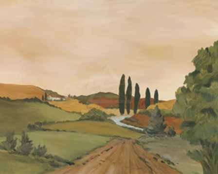 Sunny Tuscan Road by John Clark art print