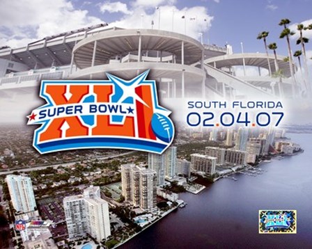 Super Bowl XLI - 2/04/07 Logo-Stadium / Aerial Miami City View art print