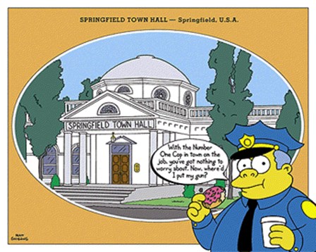 Simpsons - Springfield Town Hall (postercard) art print