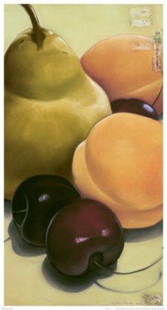 Pear, Apricots &amp; Cherries by Sylvia Gonzalez art print