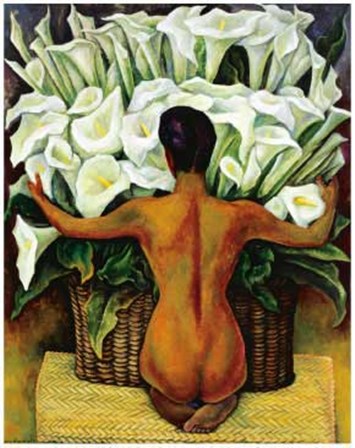 Nude with Calla Lilies by Diego Rivera art print
